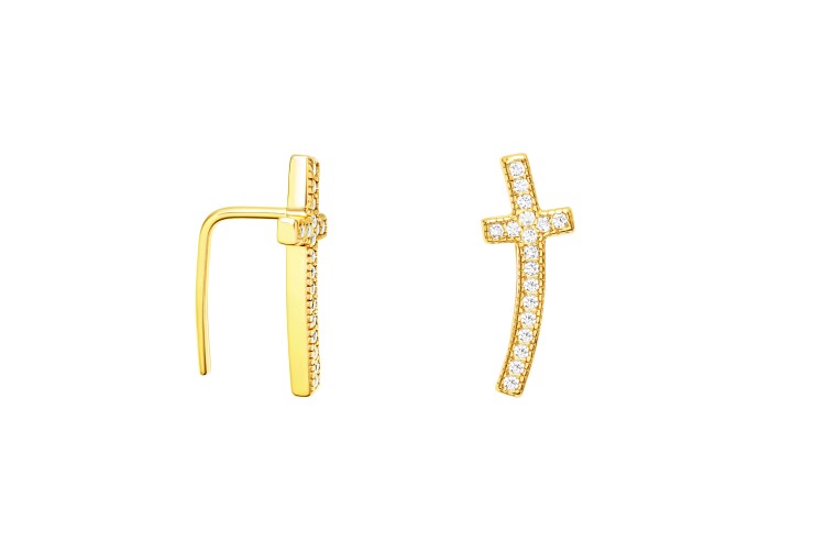 [108730002ZBL] Silver 925 cz earring (White, Gold plated)