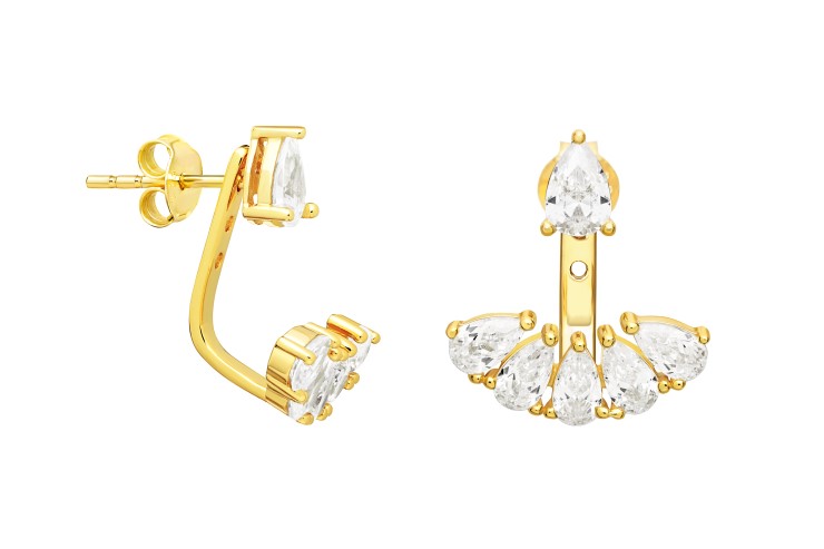 [109200002ZBL] Silver 925 cz earring (White, Gold plated)