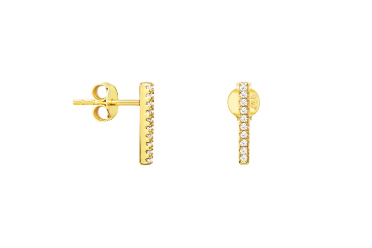 [109470002ZBL] Pendiente plata 925 barra zirconita (Oro)
