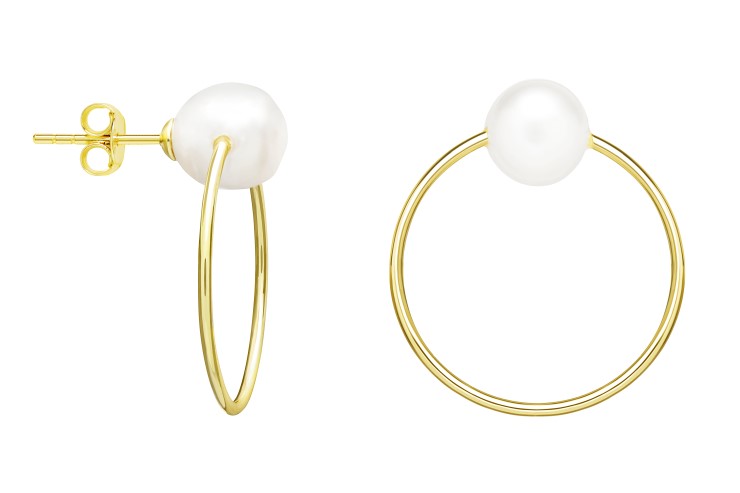[109540002PBL] Silver 925 pearl earring (Gold plated)