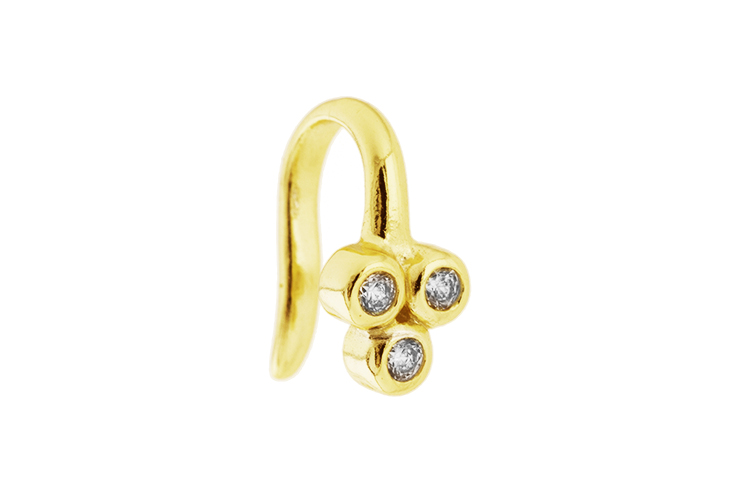 [110010002ZBL] Silver 925 cz nose earring (Gold plated)