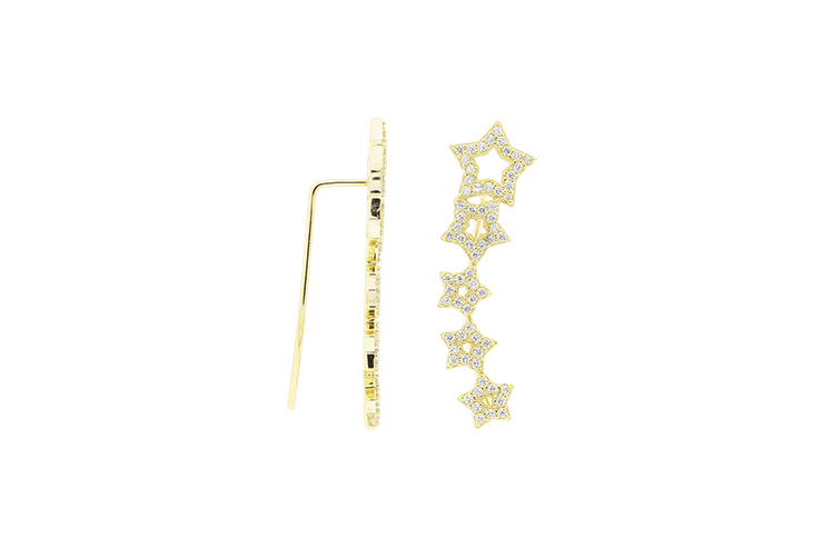 Pendiente plata 925 zirconita estrellas trepador 