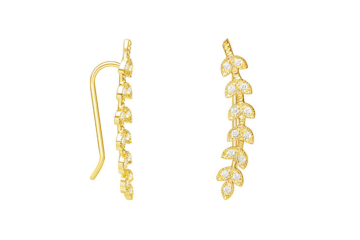 [112470002ZBL] Silver 925 earring cz (Gold plated)