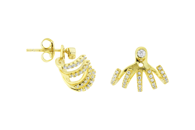 [112570002ZBL] Silver 925 earring cz (Gold plated)