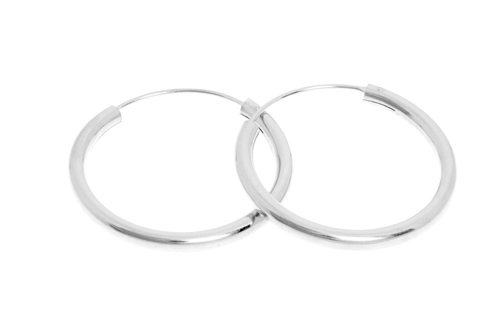 [1129420000PL] Pendiente aro redondo tubo 3mm (20MM, Plata)