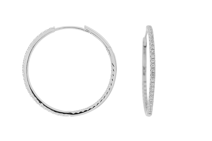 [113052401ZBL] Sterling silverzirocnia hoop earring (24MM, White, Rhodium plated)