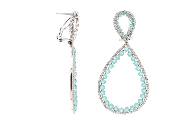 Silver 925 cz & stone earring