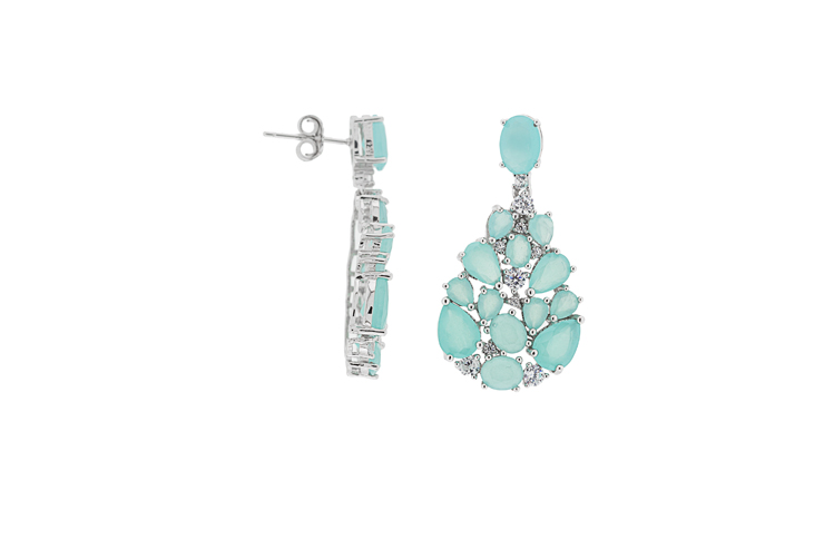 Pendiente plata 925 zirconita con piedra reconst. 