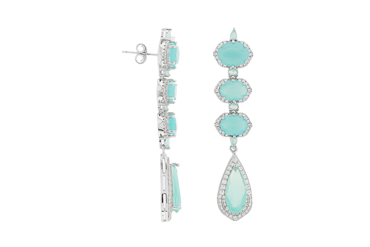Silver 925 cz & stone earring