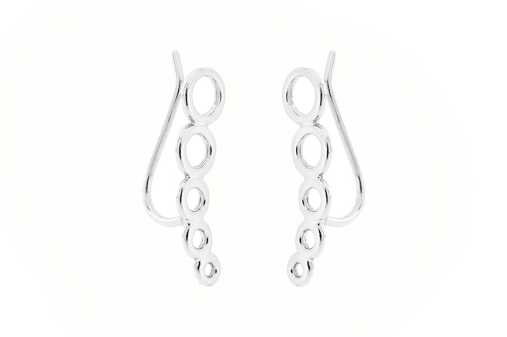 Pendiente plata 925 circulos trepador 