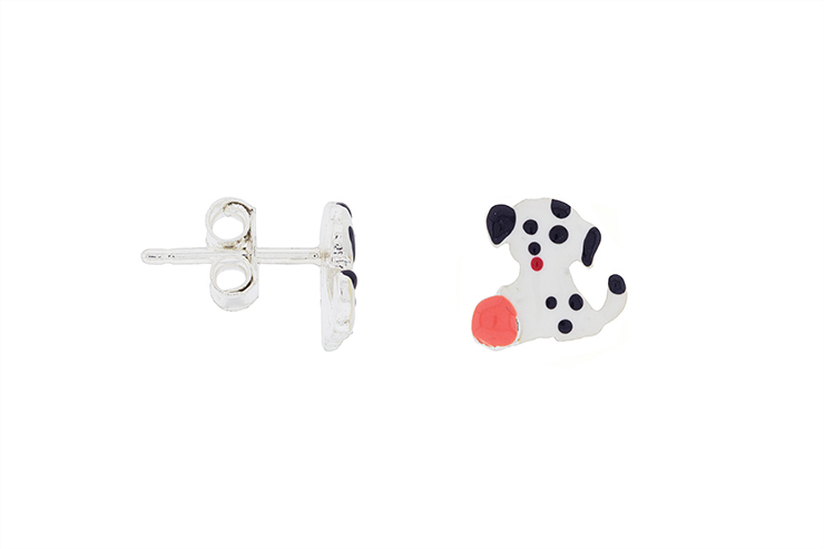 Pendiente plata 925 perro dalmata esmaltada