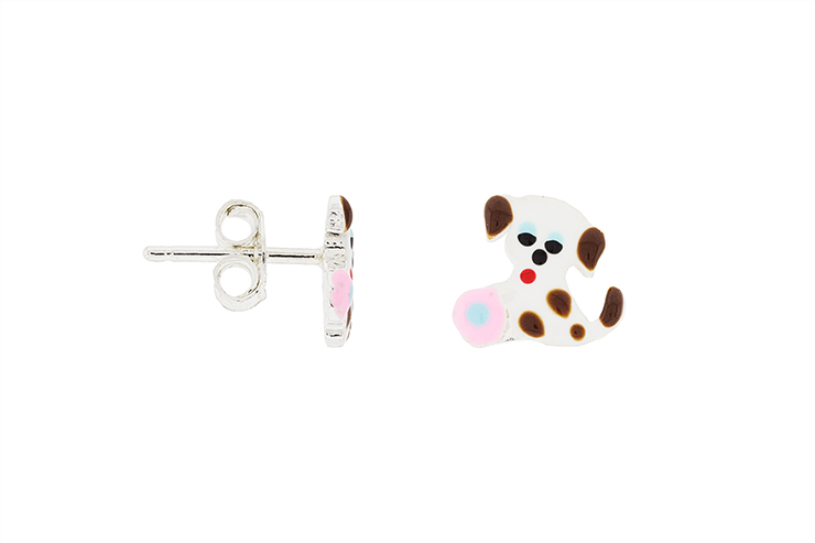 Silver 925 enamel dog earring