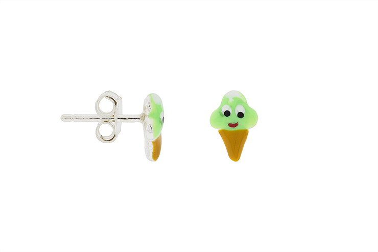Silver 925 enamel icecream earring