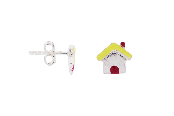 Pendiente plata 925 casita esmaltada