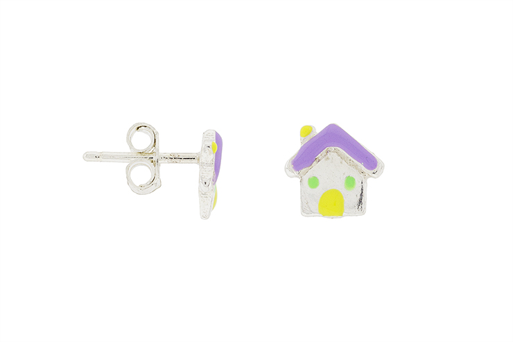 Silver 925 enamel house earring
