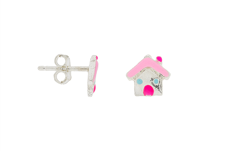Silver 925 enamel house earring