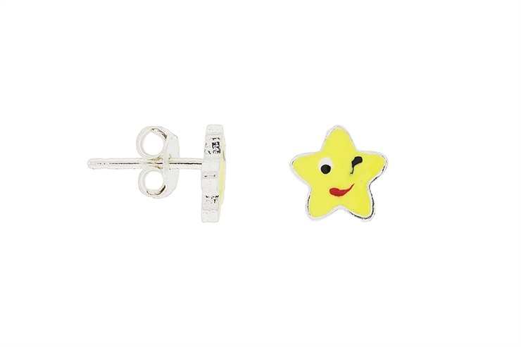 Silver 925 enamel star earring