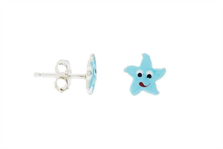 Pendiente plata 925 estrella esmaltada