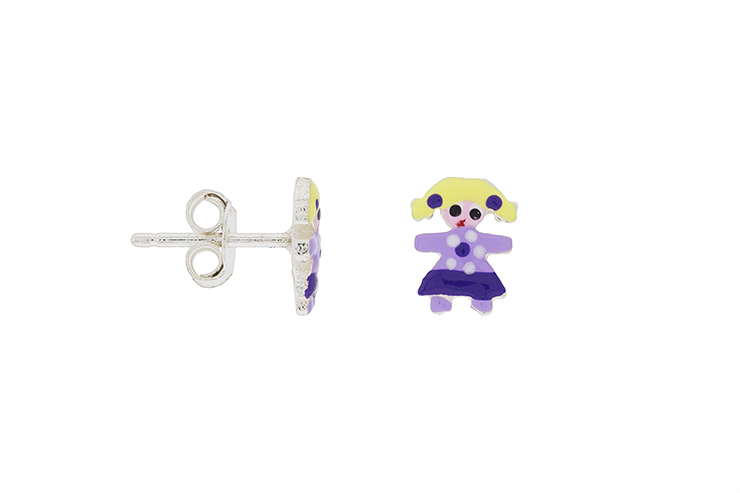 Silver 925 enamel girl earring