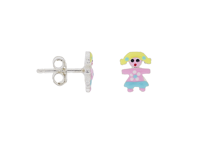 Silver 925 enamel girl earring