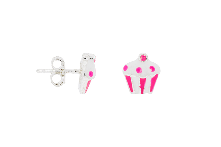 Pendiente plata 925 cupcake esmaltada