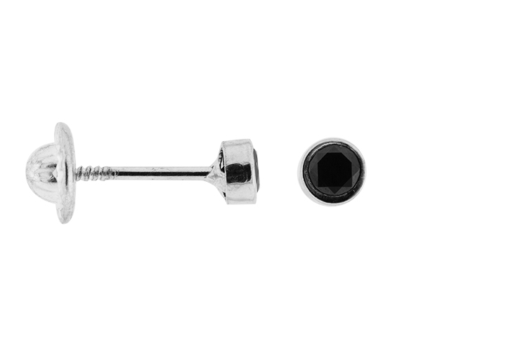 Pendiente plata 925 zirconita 3mm cierre de rosca 