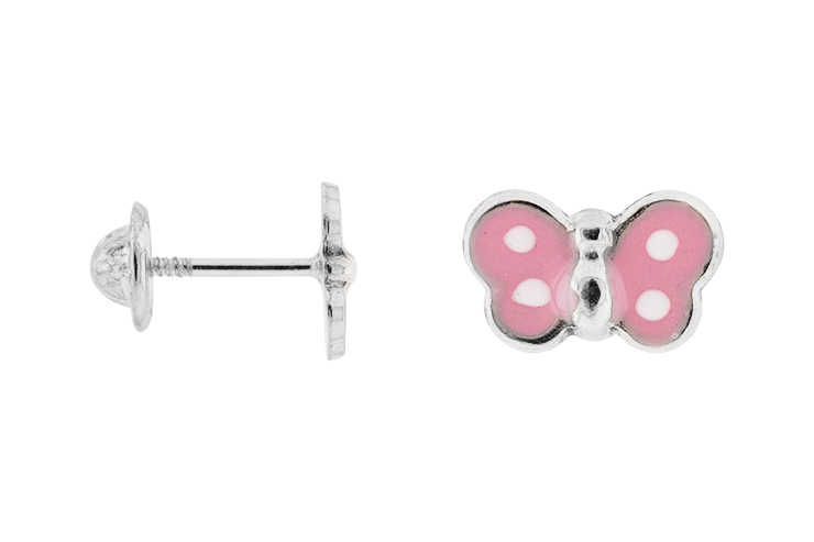 [117940001ERS] Silver 925 butterfly baby earring (Pink)