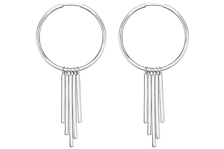 Pendiente plata 925 aro con barritas