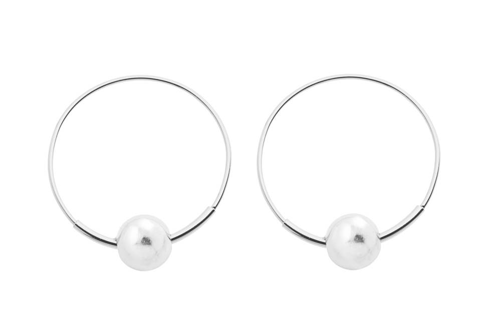 Pendiente plata 925 aro con bola