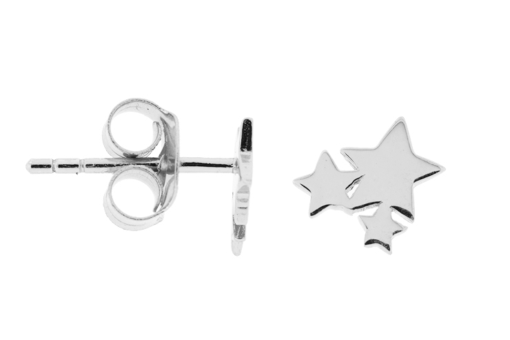 Pendiente plata 925 tres estrellas presión 