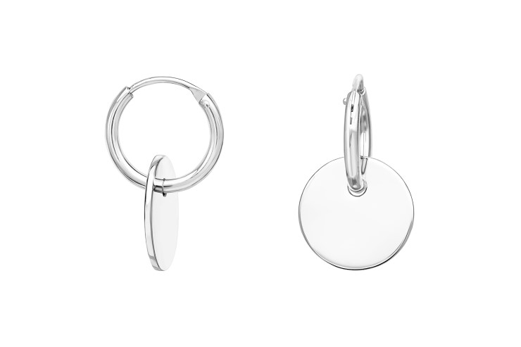 Pendiente aro plata 925 con disco espesor 0,85mm