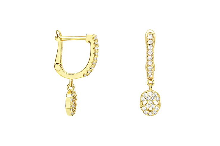 [119480002ZBL] Silver 925 cz earring (White, Gold plated)