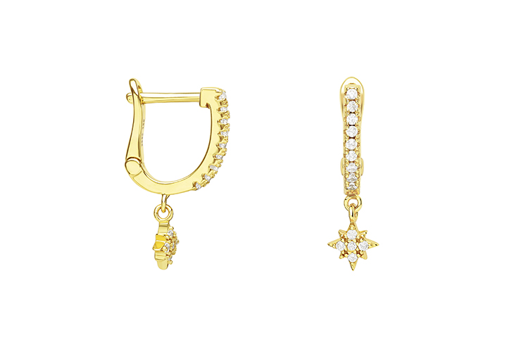 [119510002ZBL] Pendiente plata 925 rosa de los vientos c. de clip  (Blanca, Oro)