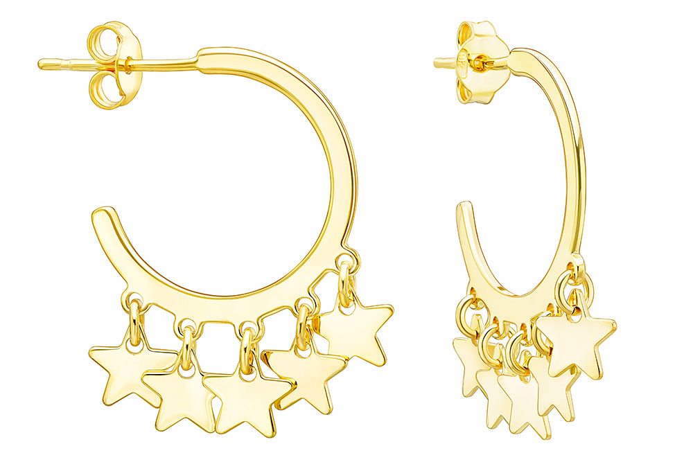 Pendiente plata 925 criolla estrellas 