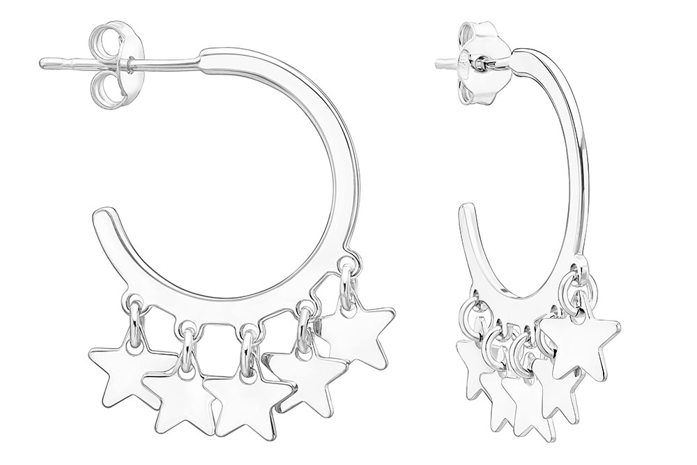 Pendiente plata 925 criolla estrellas 