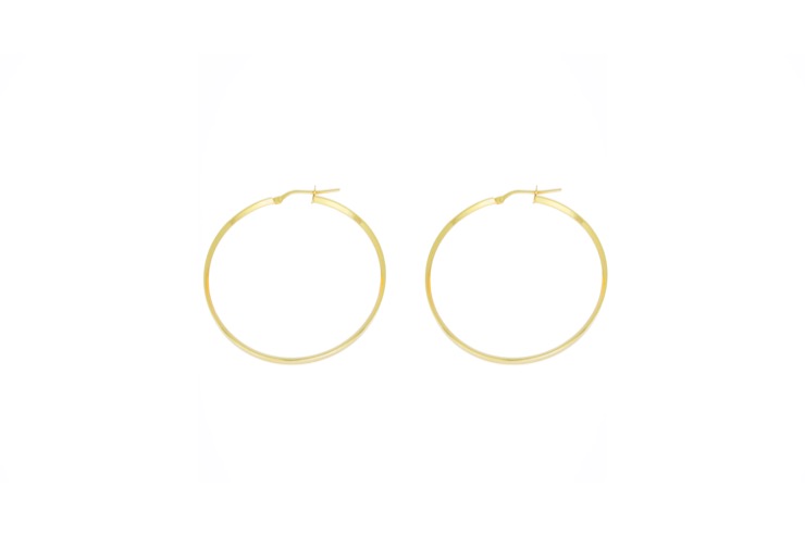 Pendiente plata 925 aro plano 40mm cierre clip 