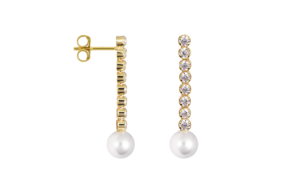 Silver 925 pearl & cz earring