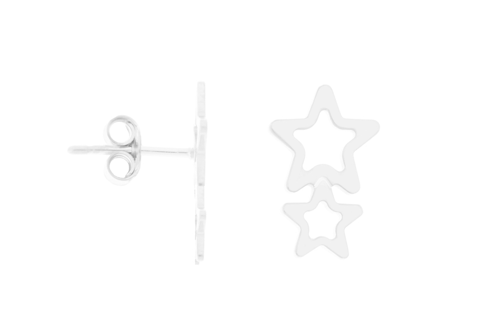 Pendiente plata 925 estrellas presión 