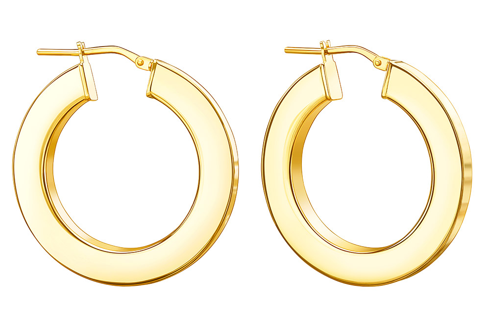 Pendiente aro plata 925 tubo rectan. 3.5x5 bayonet