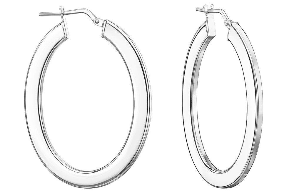 Pendiente aro plata 925 rectangular ovalado c.clic