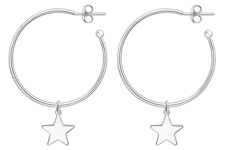 Pendiente criolla plata 925 estrella presión 