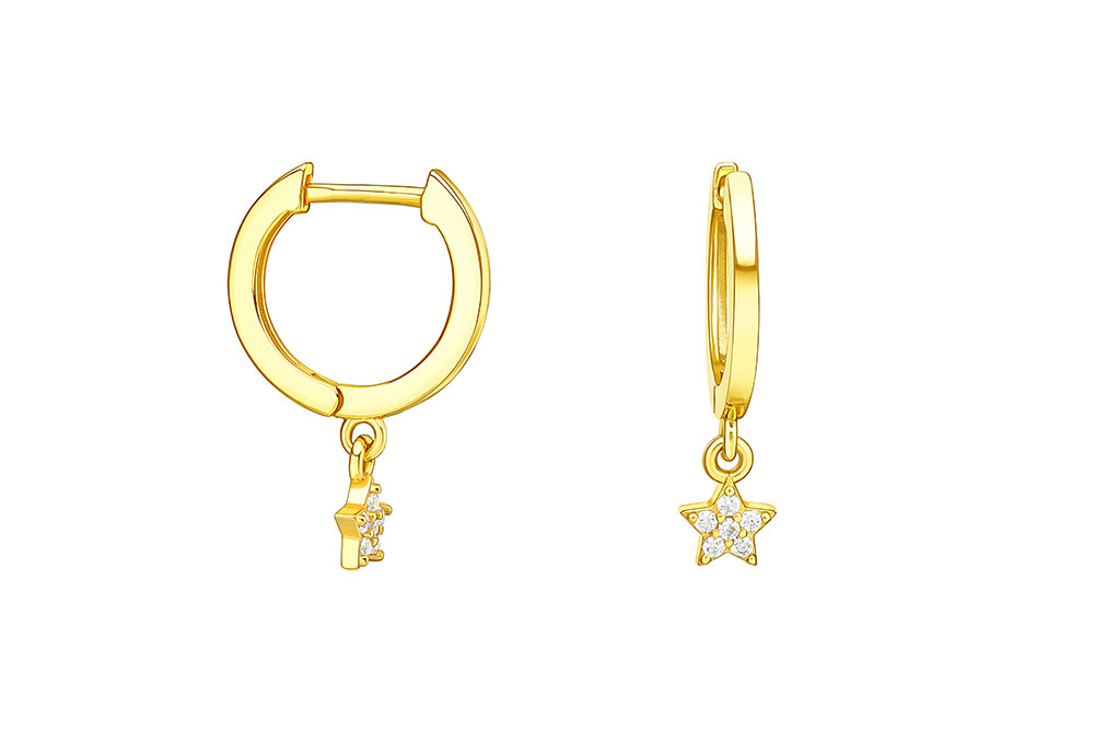 [123650002ZBL] Silver 925 cz earring (White, Gold plated)