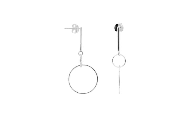 Pendiente plata 925 dos circulos con barra presión 