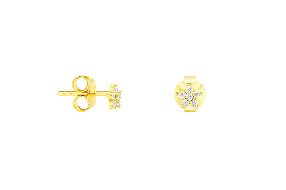 Pendiente plata 925  flor zirconitas