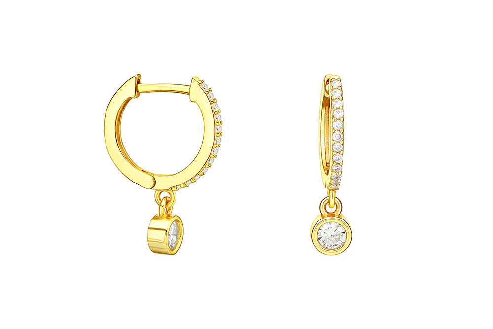 Pendiente aro plata 925 zirconita