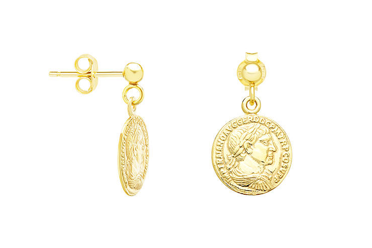 Pendiente plata 925  moneda romana presión 