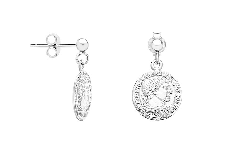 Pendiente plata 925  moneda romana presión 