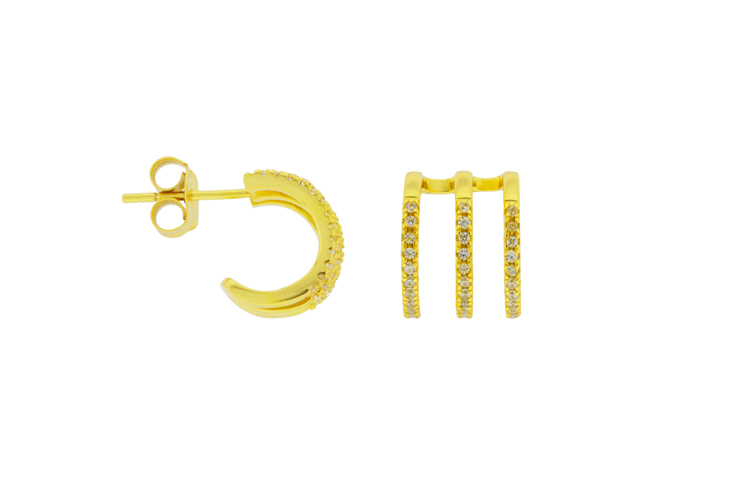 [124910002ZBL] Silver 925 cz earring (Gold plated)
