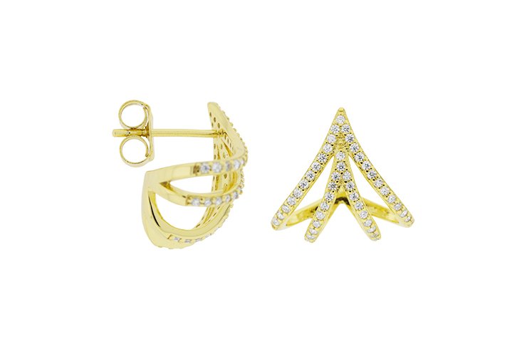 [124920002ZBL] Silver 925 cz earring (Gold plated)