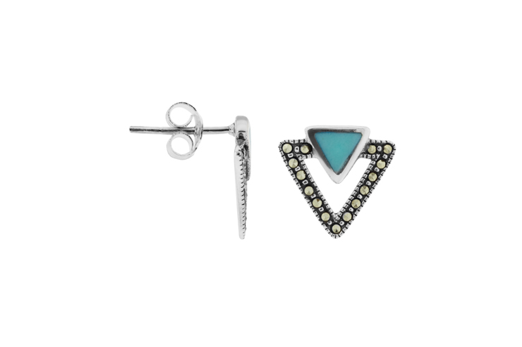 Pendiente plata 925 doble triangulo marquesita 